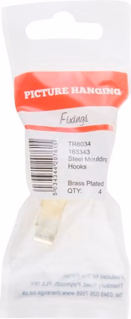 Hiatt Steel Moulding Hooks in Brassed