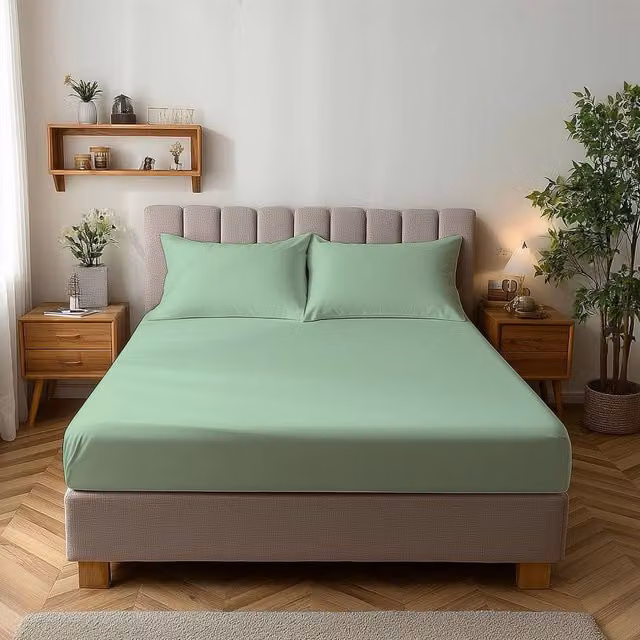Home Sweet Home UK Duck Egg Blue Microfibre Fitted Double Bed Sheet, W/D/H: 140 x 200 x 25 cm