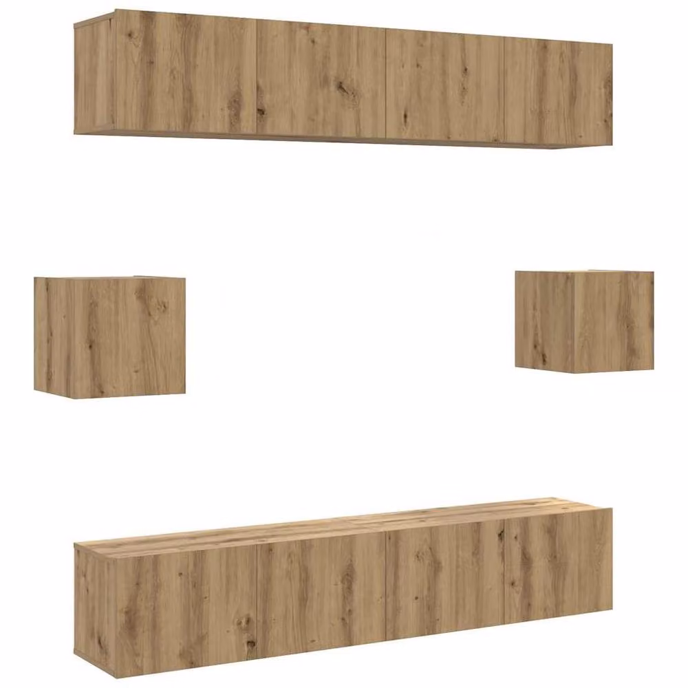Berkfield Home Classic 6 Piece Wall-Mounted TV Cabinet Set in Brown Artisan Oak – 2