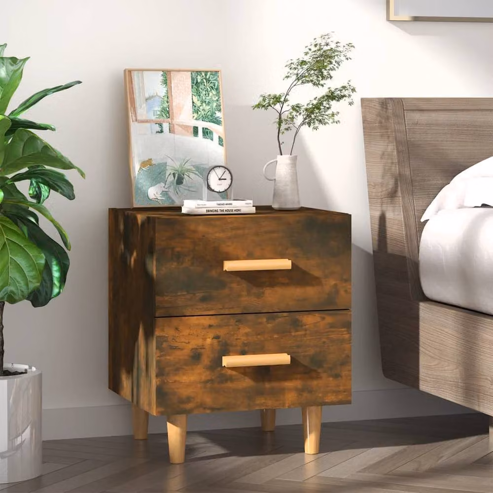 Berkfield Home Bed Cabinet in Smoked Oak Brown, W/D/H: 40 x 35 x 47.5 cm – 2