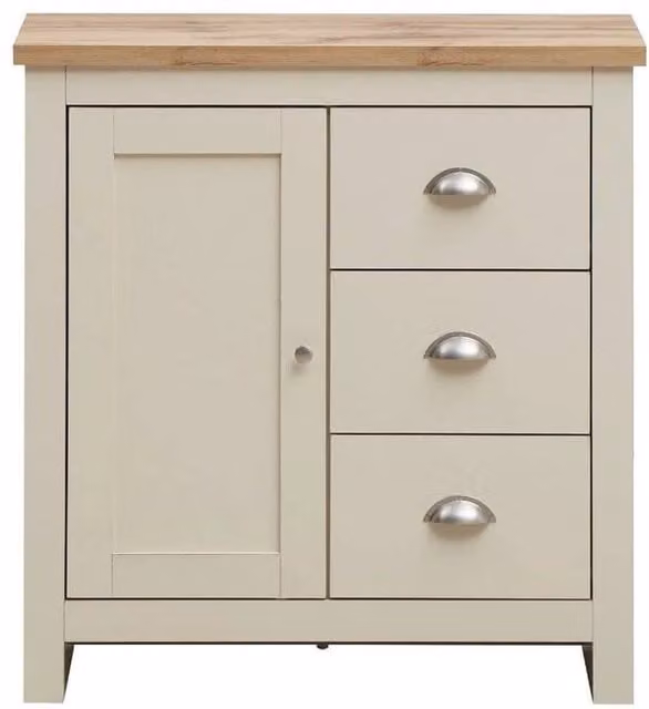 FLAVORA Modern Beige Living Room Sideboard with 3 Drawers and 1 Door Storage Cabinet