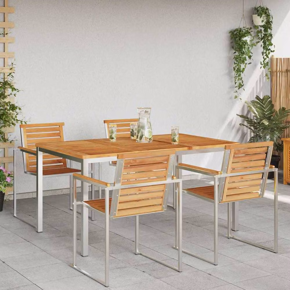 Berkfield Home Extendable Outdoor Dining Table in Brown Solid Teak Wood, W/D/H: 150 x 90 x 75 cm – 3
