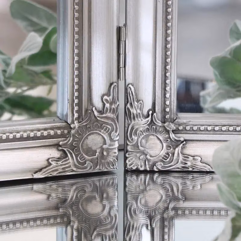 Melody Maison Ornate Vintage Silver Triple Dressing Table Mirror, W: 55 cm, H: 74 cm – 2