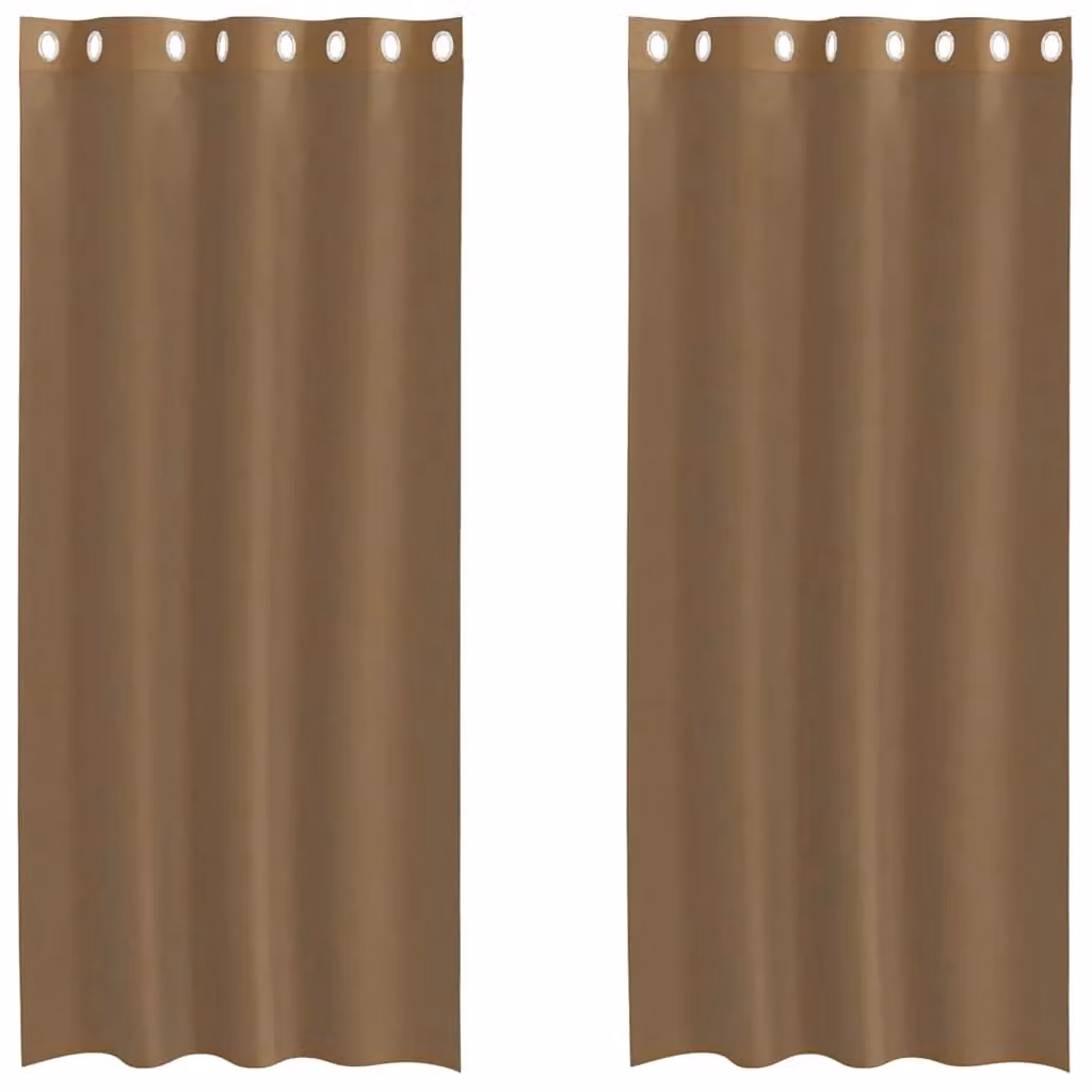 Berkfield Home Plain Voile Fabric Panel Curtains with Eyelets, Brown, 2 Pack, H: 245 cm, W: 140 cm – 2