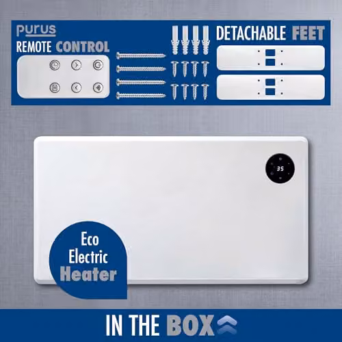 Purus 1500W WiFi Electric Panel Heater, White, Wall Mounted or Freestanding with App Control – 4