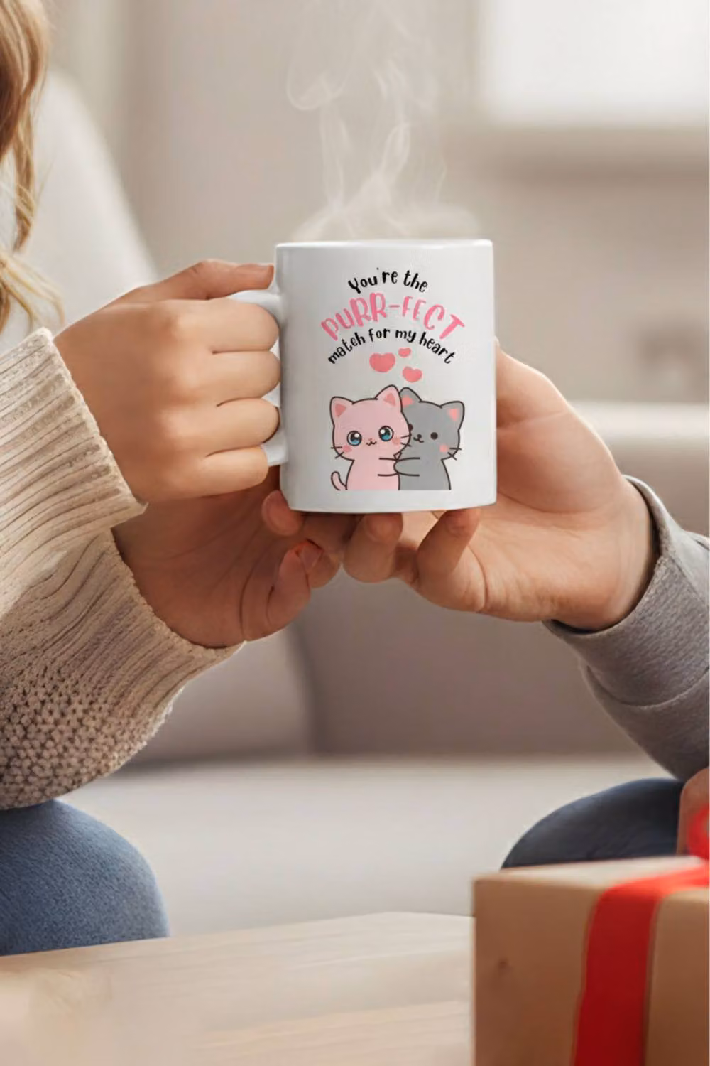 Dyzi You're The Purr-Fect Match Printed Ceramic Mug in White – 2
