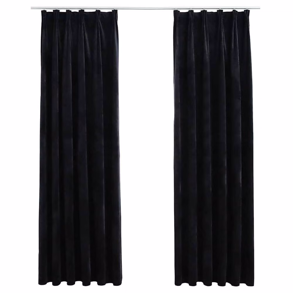 Berkfield Home Elegant Blackout Velvet Curtains, 2 Pack, Black, W: 140 cm, H: 225 cm – 3