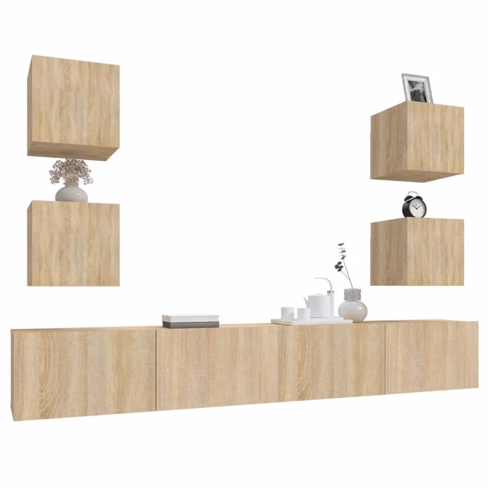 Berkfield Home Classic 6 Piece TV Cabinet Set in Light Oak – 2