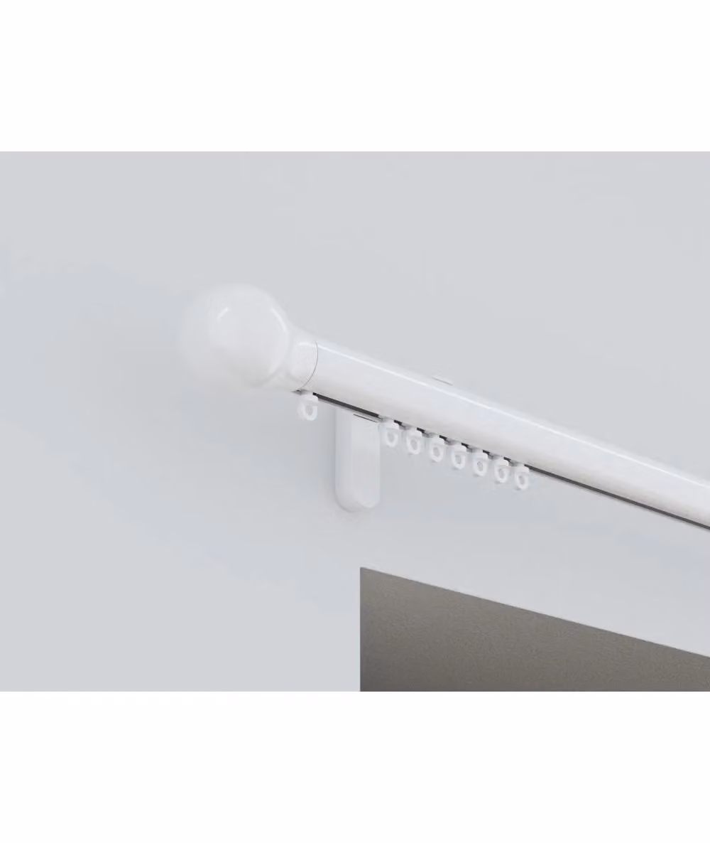 New Edge Blinds 28mm Styleline Gliding Curtain Pole Set with Ball End, White, Width: 390 cm – 2