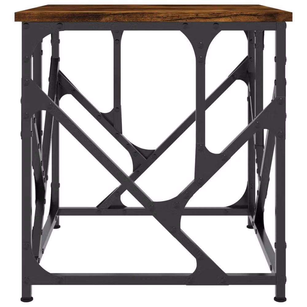 Berkfield Home Decorative Coffee Table in Smoked Oak and Brown, W/D/H: 45 x 45 x 47.5 cm – 4