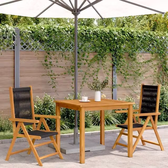 Berkfield Home Beautiful Garden Chairs, Set of 2, Black Acacia Wood and Polypropylene