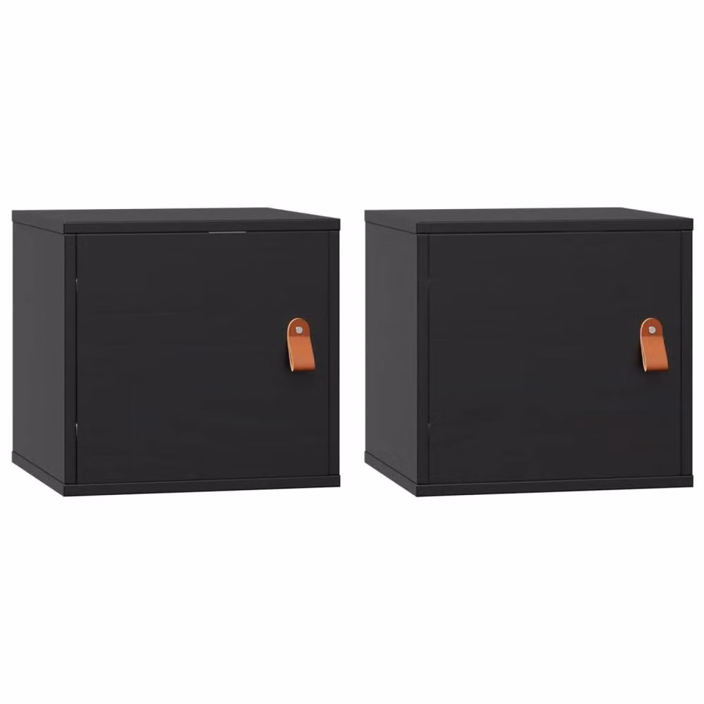 Berkfield Home Set of 2 Black Wall Mounted Cabinets in Solid Pine Wood, W/D/H: 31.5 x 30 x 30 cm – 1