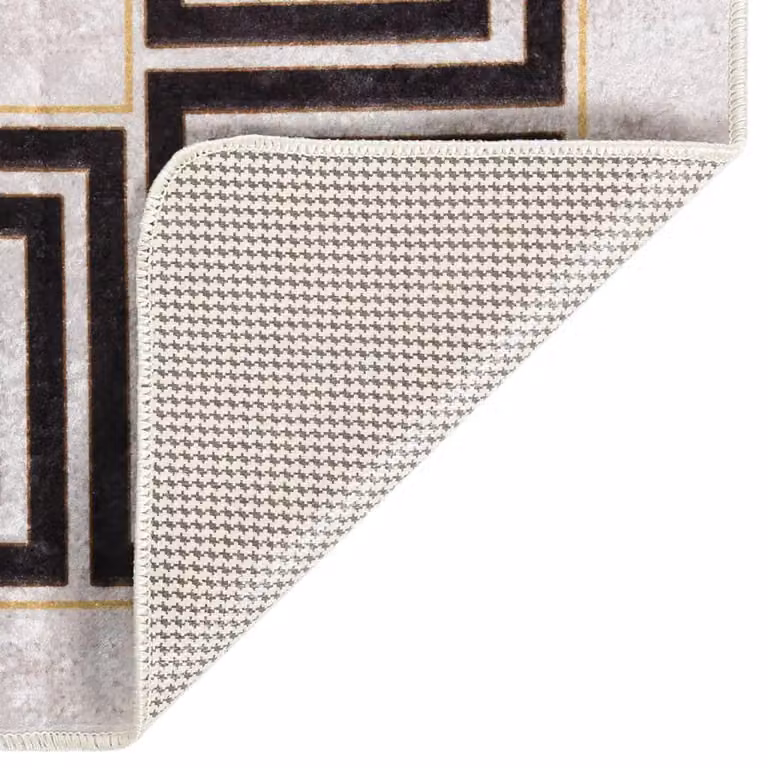 Berkfield Home Washable Geometric Anti Slip Round Rug in Light Beige, W: 80 cm, L: 300 cm