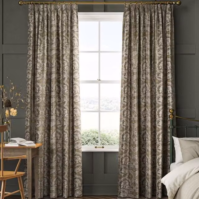 William Morris At Home African Marigold Made to Measure Velvet Floral Curtains in Limestone