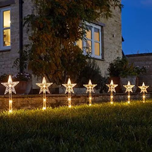 Smart Garden Ltd Set of 8 Star Pathfinder Stake Lights in White or Black – 1