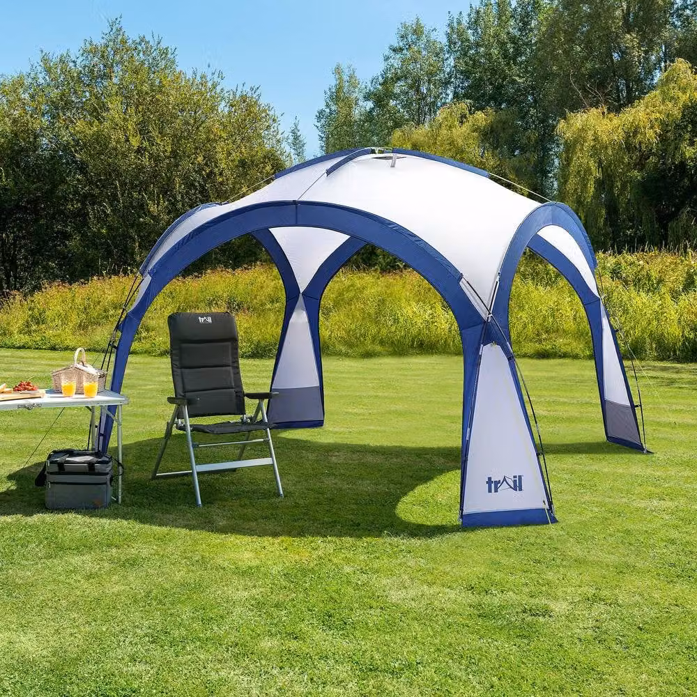 Trail Blue UV Waterproof Dome Shelter Outdoor Leisure Gazebo with Sides W/D: 3.5 x 3.5 m, H: 2.3 m – 2