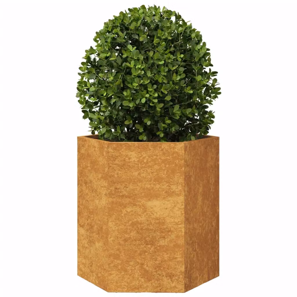 Berkfield Home Garden Hexagon Planter Set of 2, Brown Corten Steel, W: 46 cm, D: 40 cm, H: 45 cm – 4