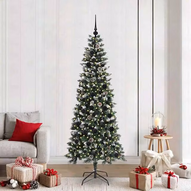 Berkfield Home Artificial Christmas Tree with 300 LEDs, Green, W/D/H: 86 x 86 x 210 cm