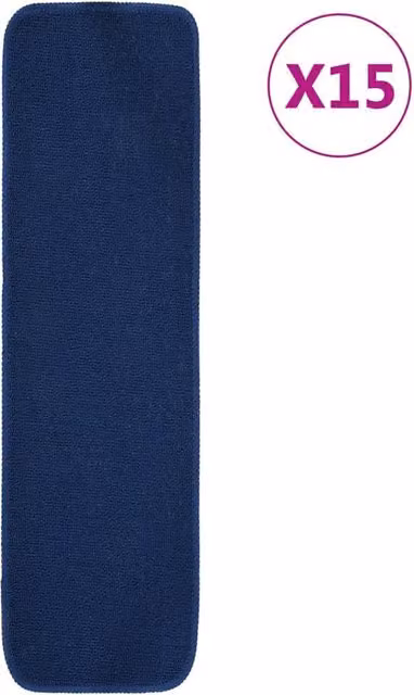 Berkfield Home Anti Slip Stair Mats, 15 Pack, Navy Blue, W: 75 cm, D: 20 cm