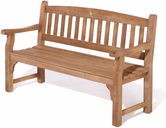 Rowlinsons Tuscan 3 Seat Hardwood Garden Bench in Brown, W150 x D61 x H90 cm