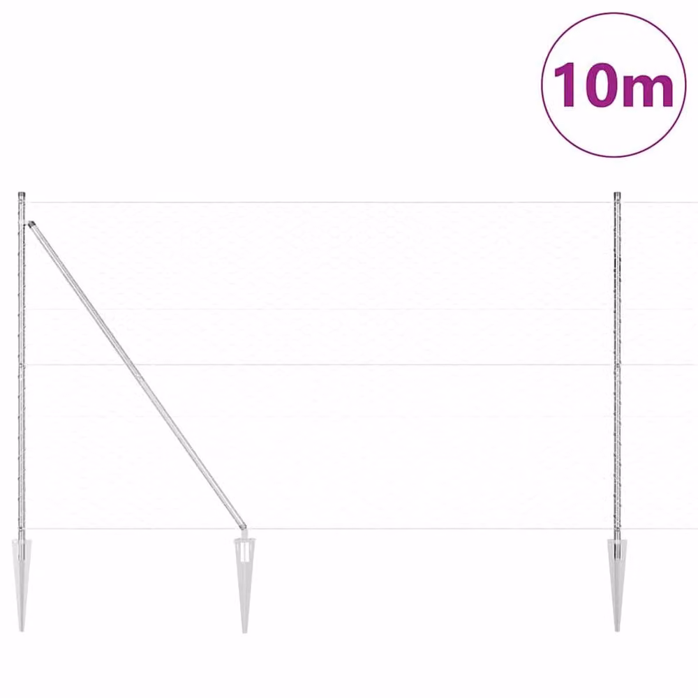 Berkfield Home Hexagon Wire Mesh Fence in Silver Galvanised Steel, H: 150 cm x W: 10 m – 2