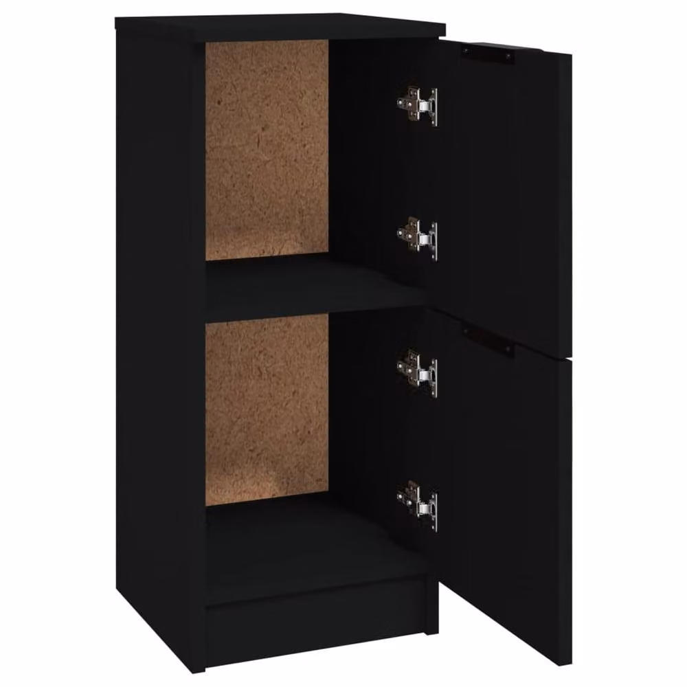 Berkfield Home Set of 2 Black Minimalist Sideboards in Matt MDF, W/D/H: 30 x 30 x 70 cm – 4