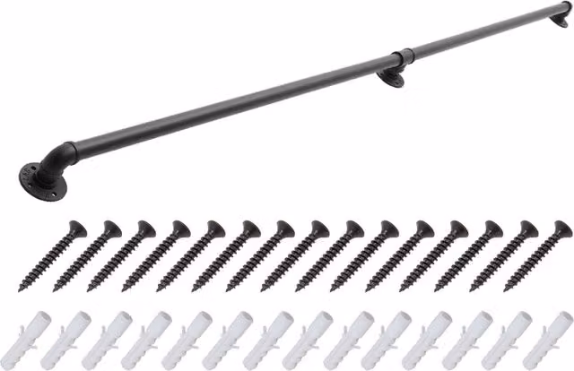 Livingandhome Matt Black Wall Mounted Stair Handrail for Indoor and Outdoor Use