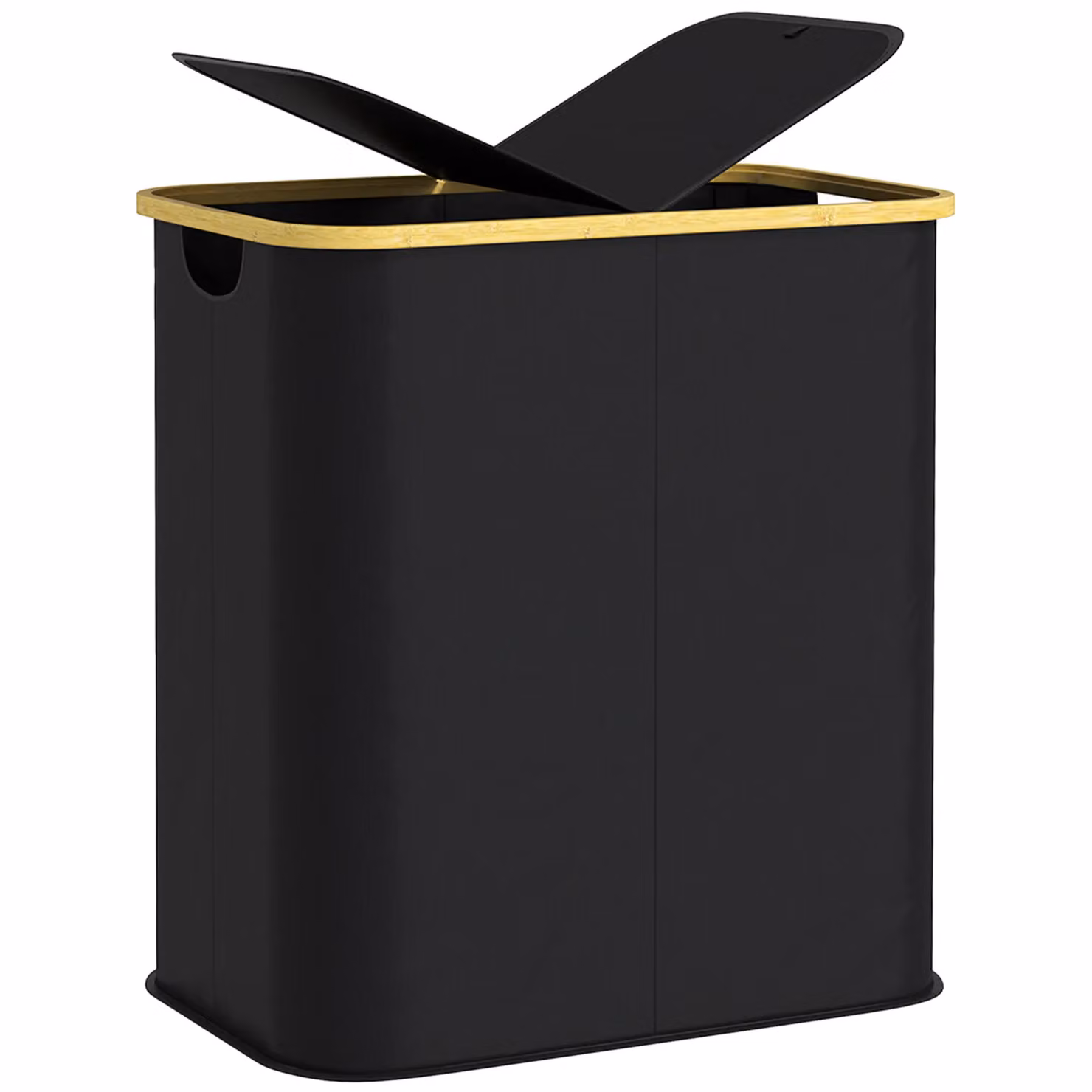 HOMCOM Collapsible 80L Laundry Hamper with Lid in Black – 2
