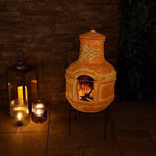 Charles Bentley Terracotta Clay Chiminea BBQ Grill, Height: 75 cm, Width: 35 cm – 4
