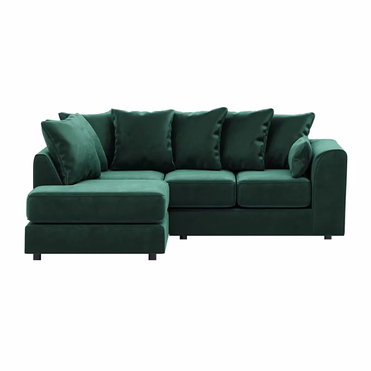 Furnishings For Less UK Brooklyn L Shaped Corner Sofa, 3 to 4 Seater, Left Hand Facing, Green Plush Velvet – 2