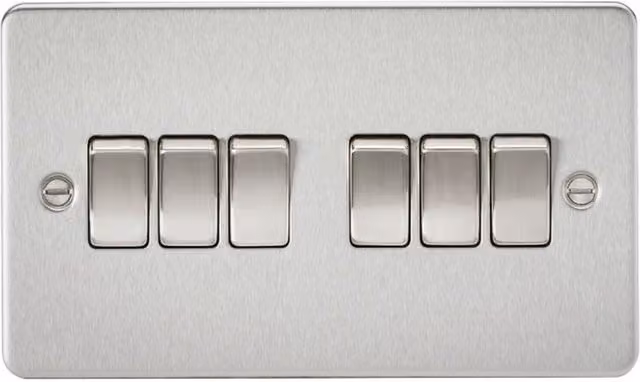 Knightsbridge FP4200BC Flat Plate 10AX 6G 2-Way Switch in Brushed Chrome