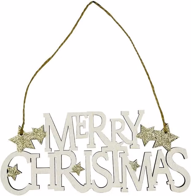 Neel Blue Rustic Wooden Christmas Tabletop Centrepiece in Blue, Gold and White, W/D/H: 20 x 20 x 9 cm
