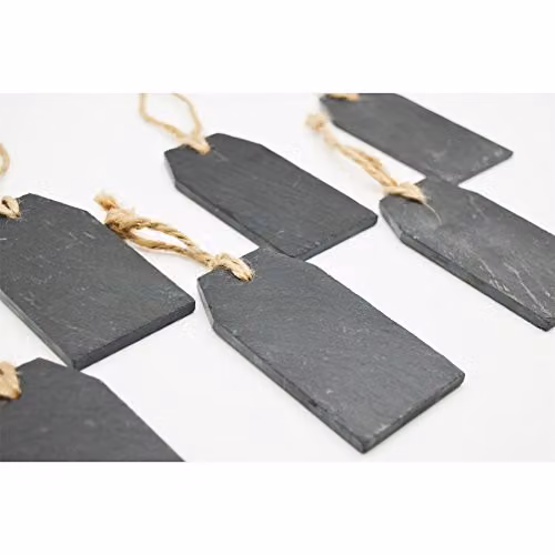 Nicola Spring Rustic Rectangular Slate Hanging Tags, Pack of 6, Grey and Black, W/H: 5 x 9 cm – 2