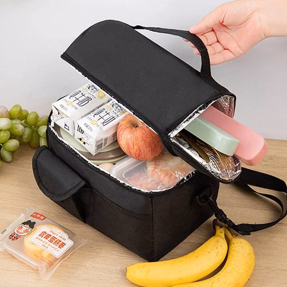 Kelvenix Large Insulated Fabric Lunch Bag in Black – 4