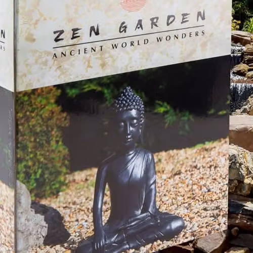 PMS VFM Zen Garden Meditating Buddha Tabletop Ornament, Black, H: 30.0 cm, W: 25.0 cm, D: 15.29 cm – 4