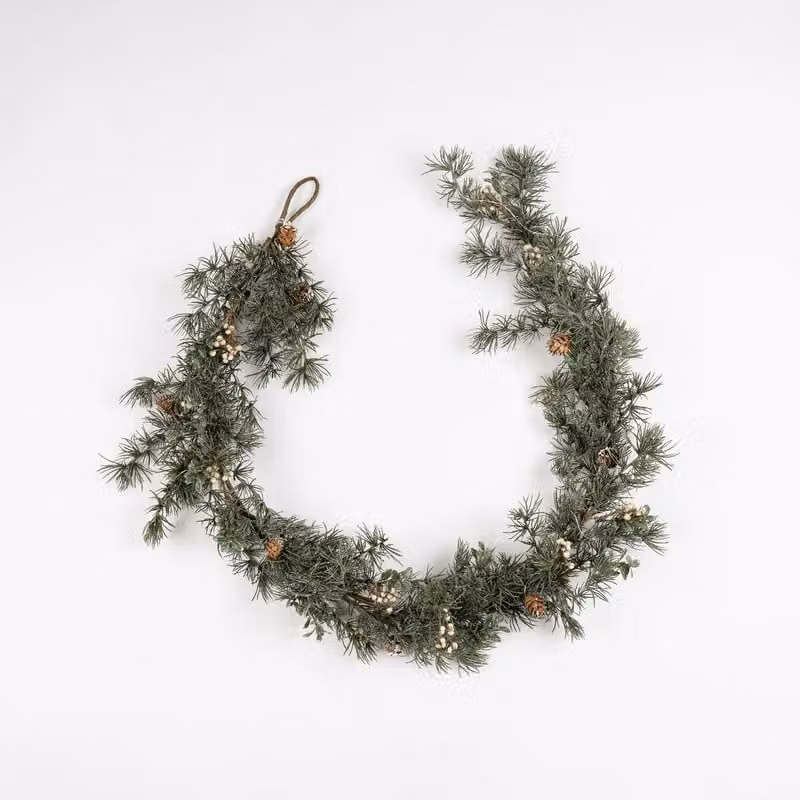 Scottish Everlastings Ltd 150cm Natural Feel Green Christmas Garland with Warm White LED Lights – 1