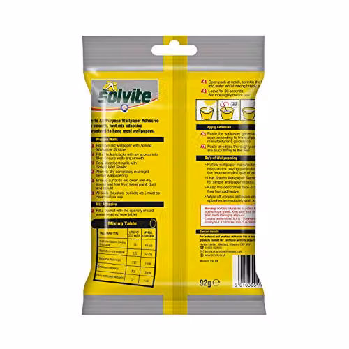 Solvite All Purpose Wallpaper Adhesive Powder for Paper and Vinyl, 92 g Sachet – 2