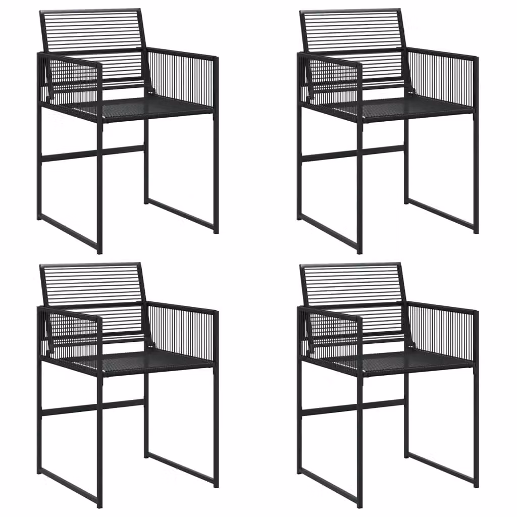 Berkfield Home Set of 4 Black Poly Rattan and Metal Garden Chairs – 1