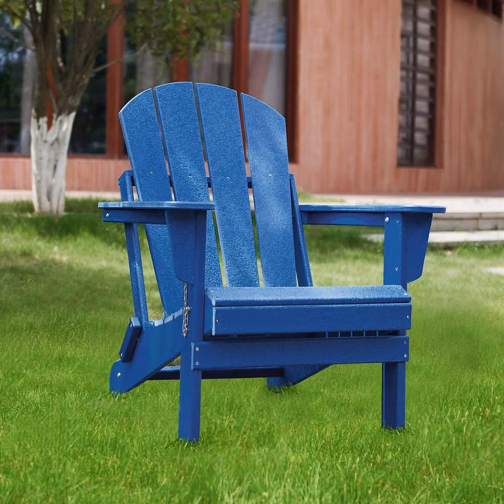 Mona Vale Furniture Navy Blue Foldable All-Weather Outdoor Adirondack Lounge Chair – 2