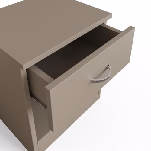FWStyle Modern Beige Bedside Table with 1 Drawer and Open Storage Shelf – 3