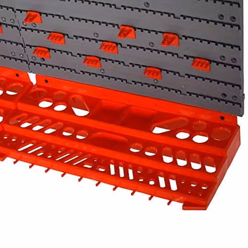 DURHAND 54 Piece Wall Mounted Plastic Tool and Equipment Organiser in Grey and Red – 5