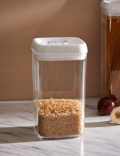 M&S White and Transparent Rectangular Airtight Plastic Food Storage Container, 2.4 l