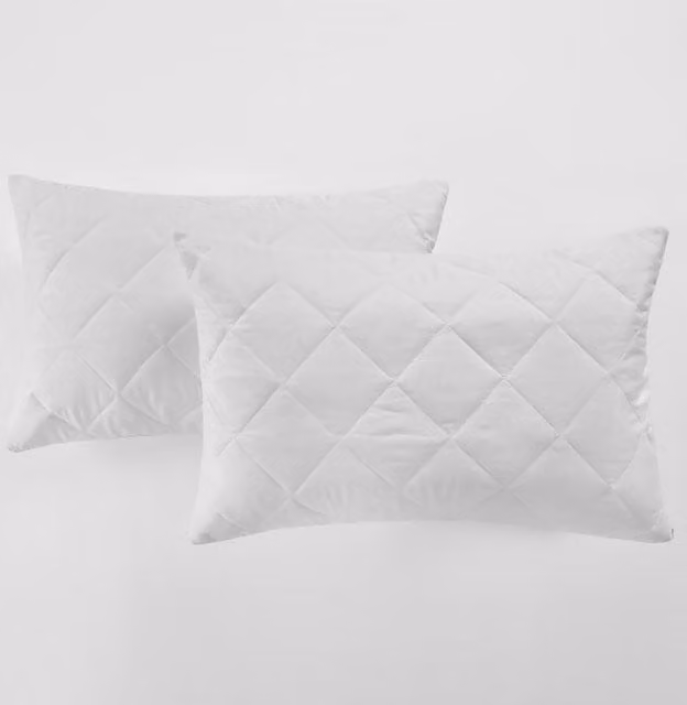 OHS Cosy Pack of 2 White Quilted Pillow Protectors