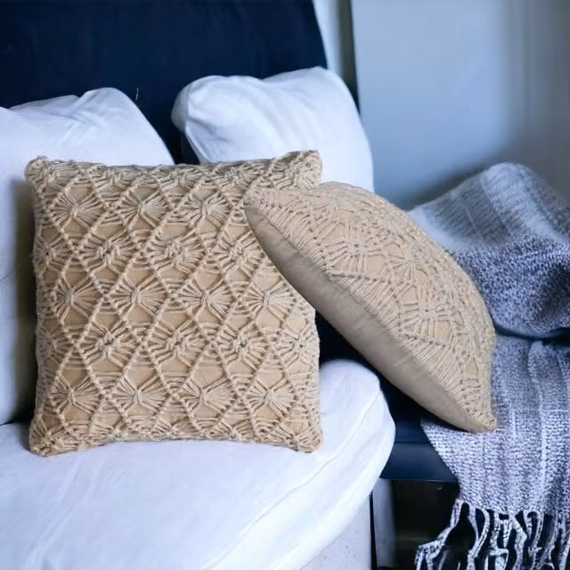 Artisan Furniture Maura Natural White Square Cushions, Pack of 2