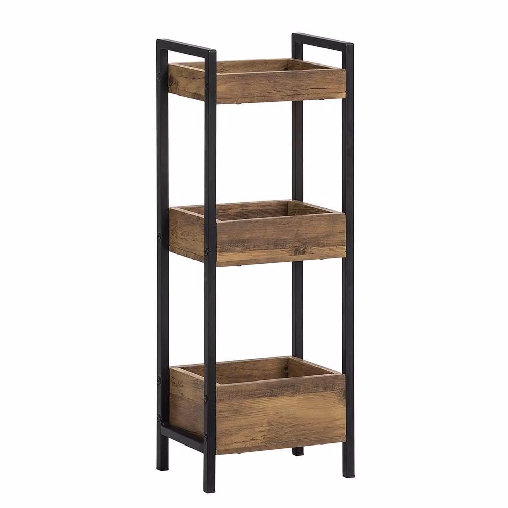 SoBuy 3-Tier Space-Saver Storage Rack Bathroom Organiser in Brown, W: 28.0 cm, D: 20.0 cm, H: 74.0 cm – 2