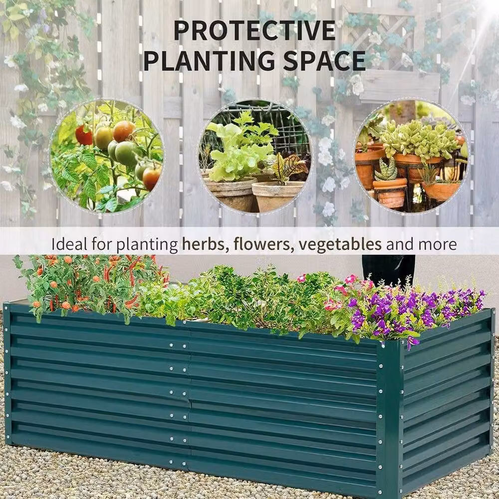 Kelvenix Steel Raised Garden Bed Planter Box in Green, W/D/H: 177.8 x 90.0 x 57.0 cm – 4