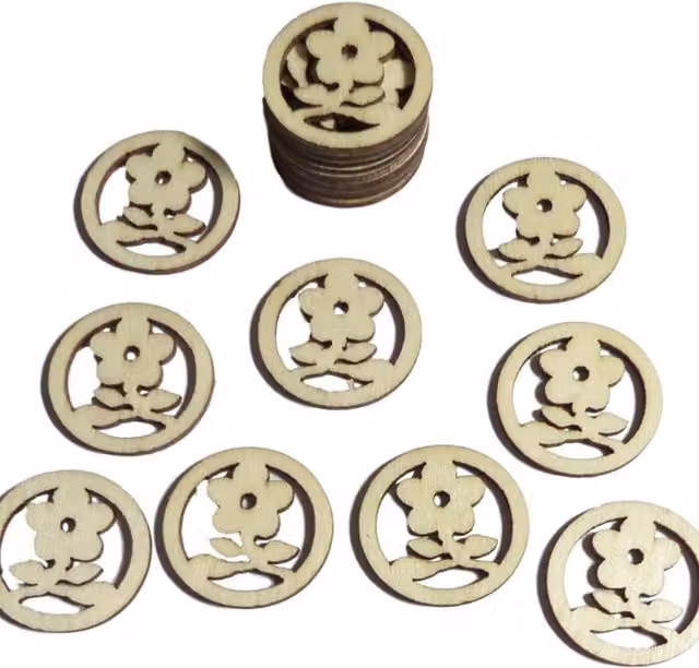 Syntego Pack of 50 Brown Wooden Floral Confetti for Rustic Weddings