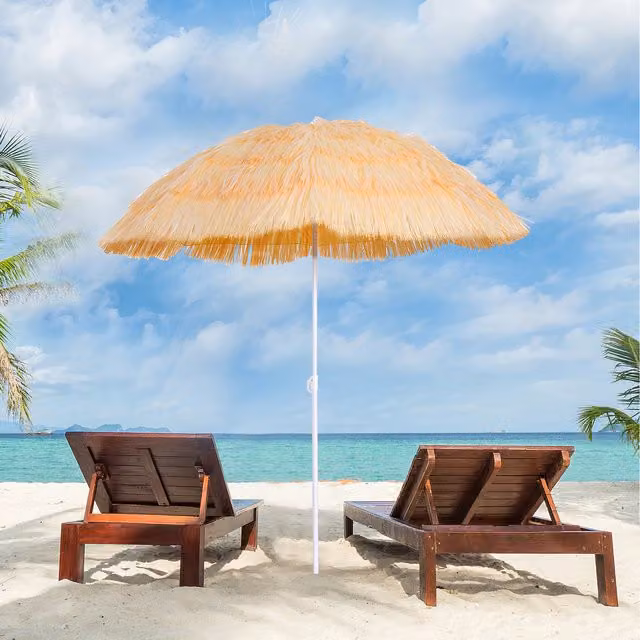 Outsunny Hawaii Beach Folding Umbrella - Yellow