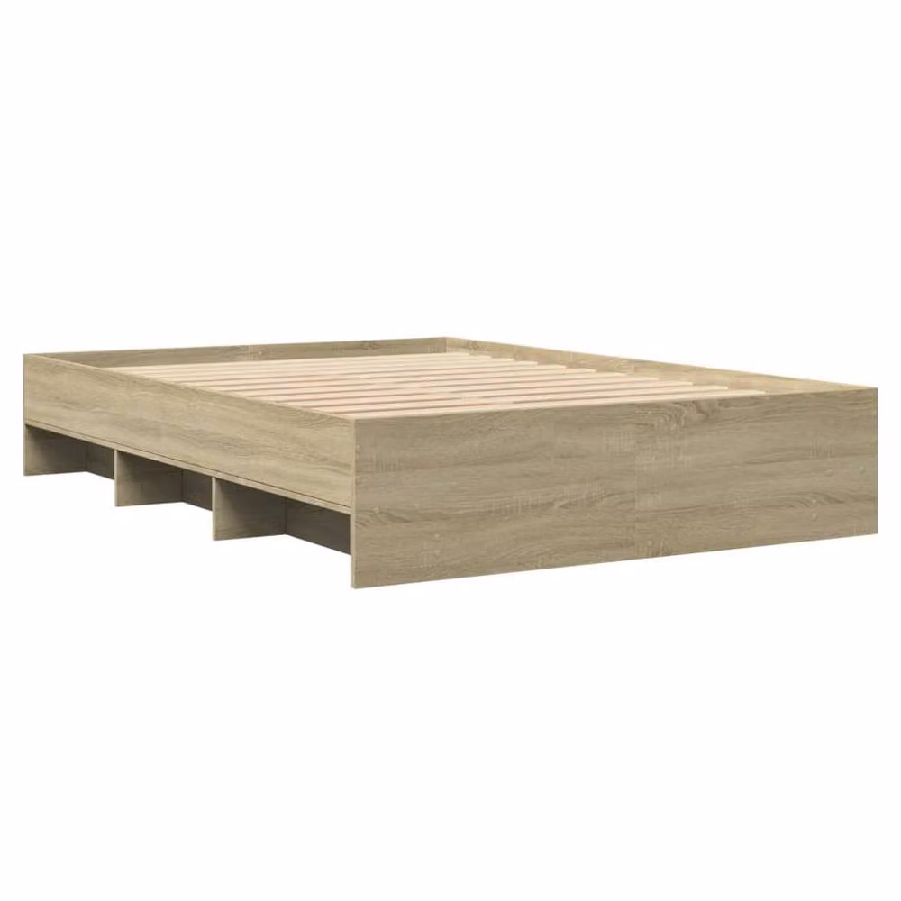 Berkfield Home Sonoma Oak Double Bed Frame in Brown, W/D/H: 140 x 190 cm – 3