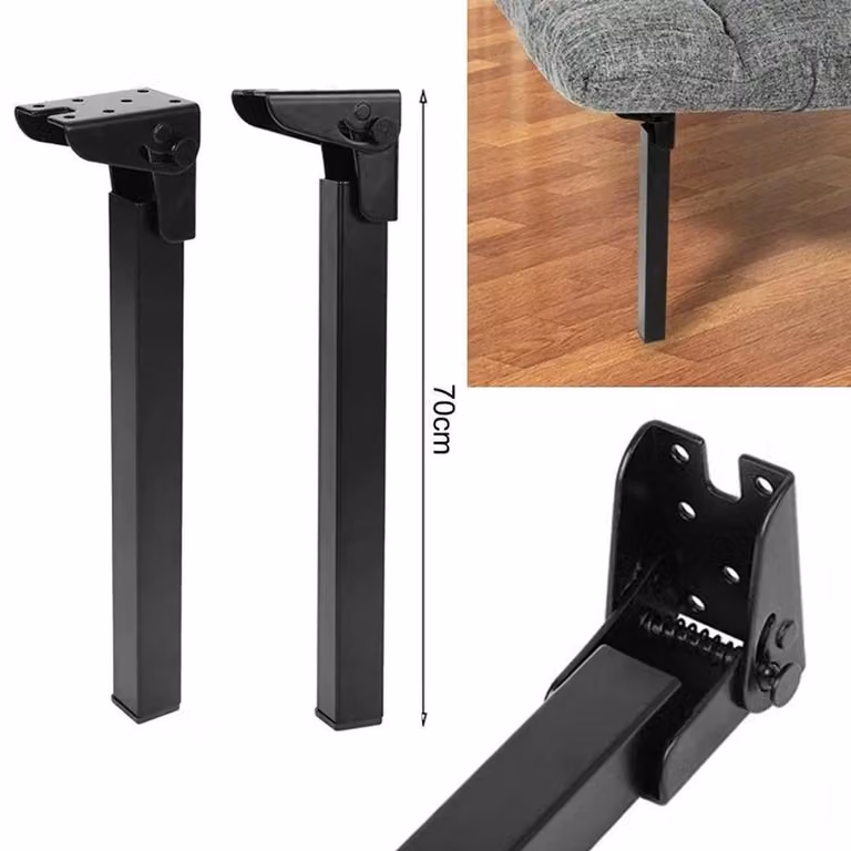 EONLION 4-Piece Set of Black Foldable Square Iron Table Legs